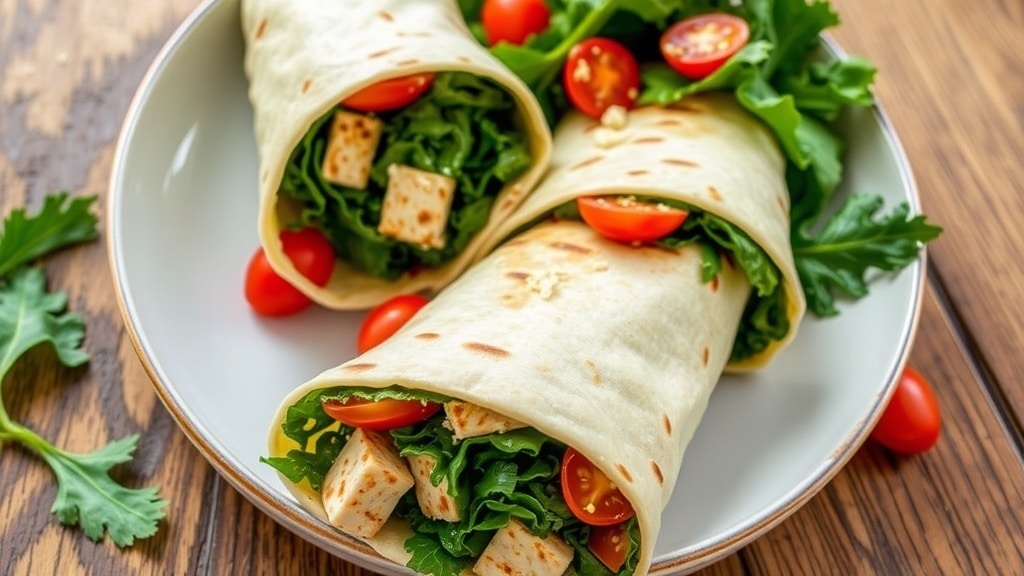 Vegan Tofu and Kale Caesar Wraps