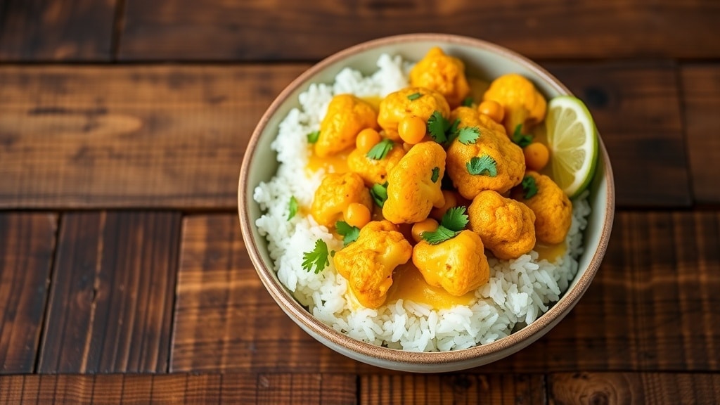 Vegan Roasted Cauliflower Curry Bowl