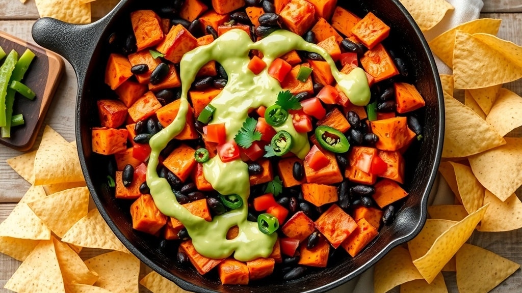 Vegan Sweet Potato Nacho Skillet