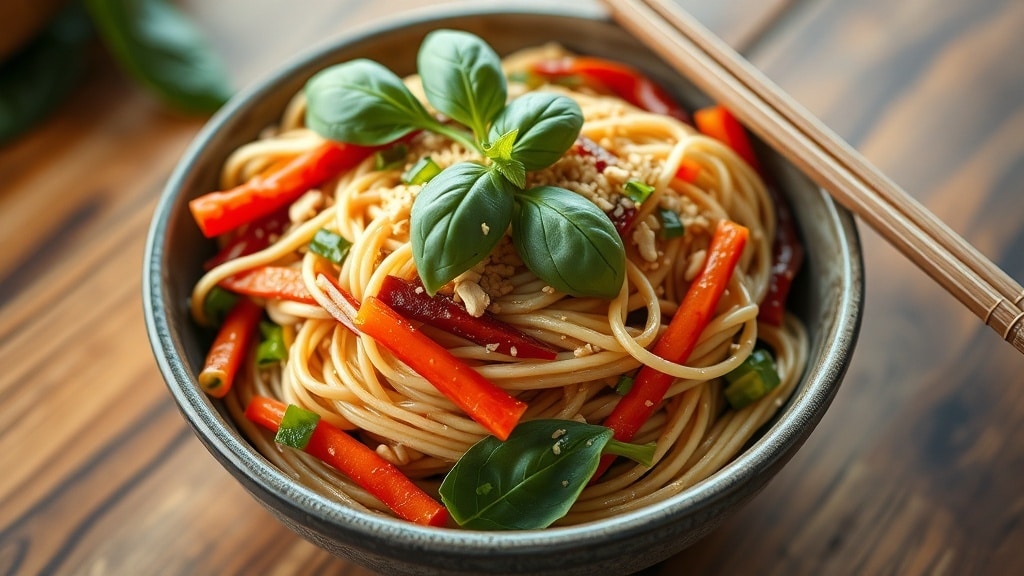 Vegan Spicy Thai Basil Noodles