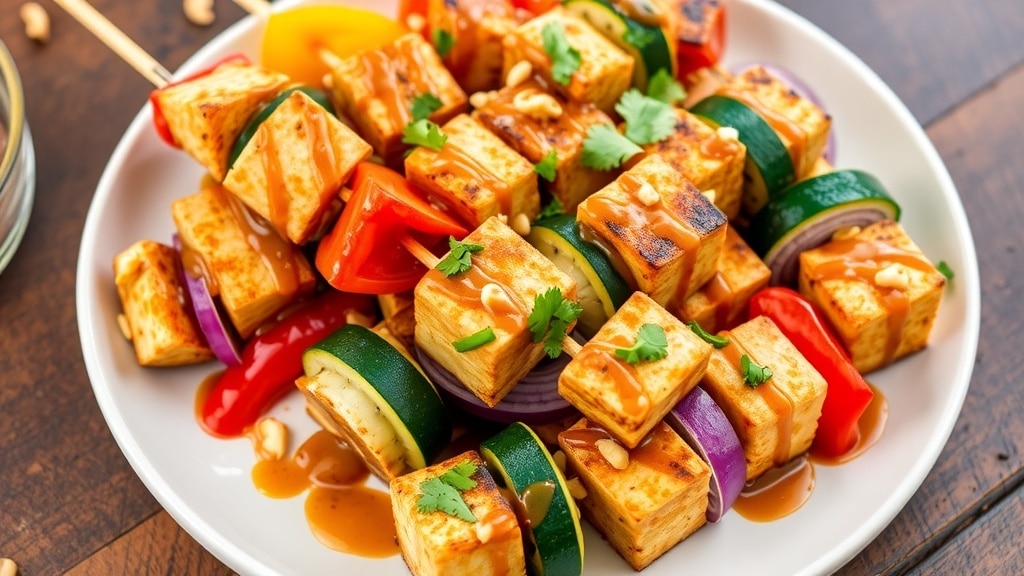 Vegan Thai Peanut Tofu Skewers