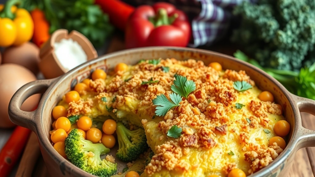 Vegan Chickpea and Broccoli Bake