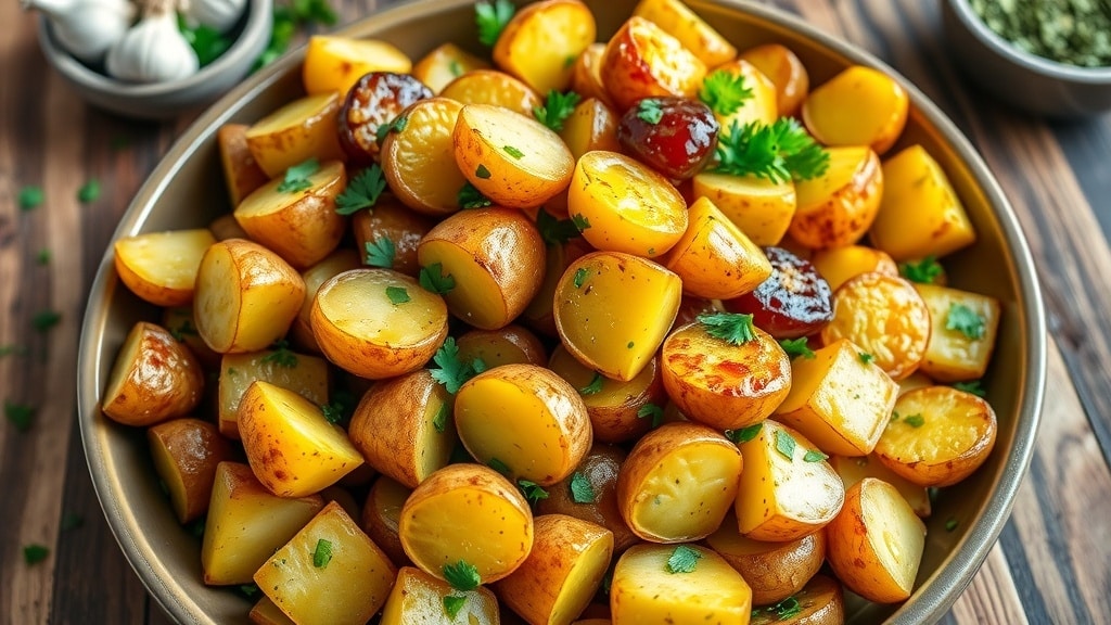 Vegan Roasted Garlic Herb Potatoes