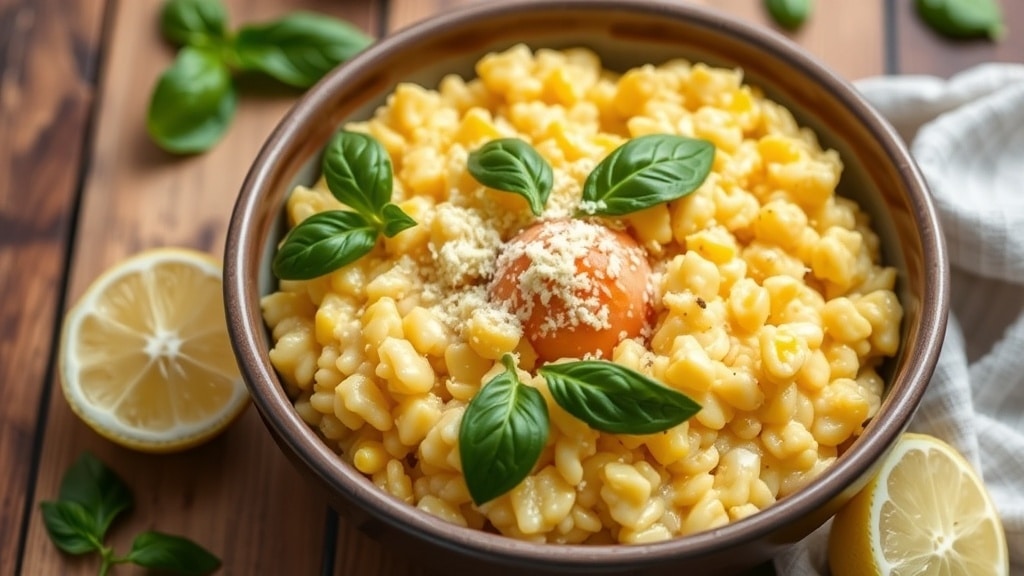Vegan Sweet Corn and Basil Risotto