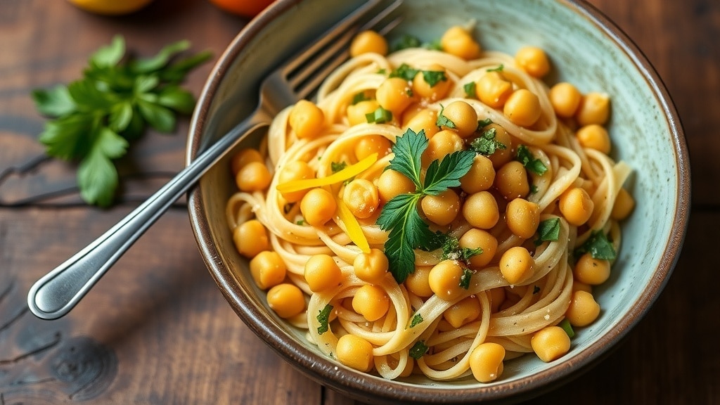 Vegan Lemon Herb Chickpea Pasta