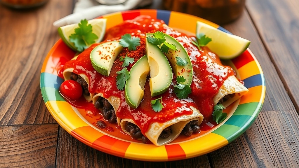 Vegan Spicy Black Bean Enchiladas