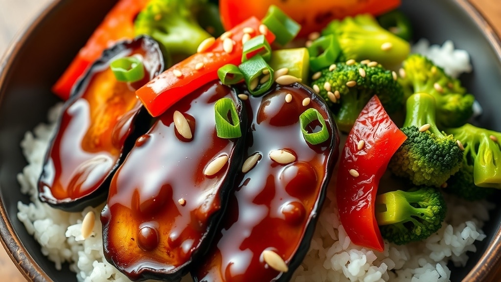 Vegan Teriyaki Glazed Eggplant Bowls