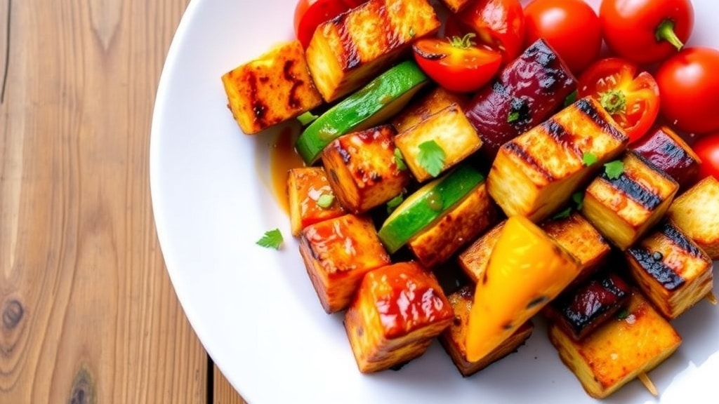 Vegan BBQ Tofu Veggie Kebabs