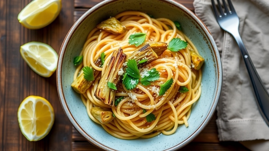 Vegan Roasted Lemon Artichoke Pasta