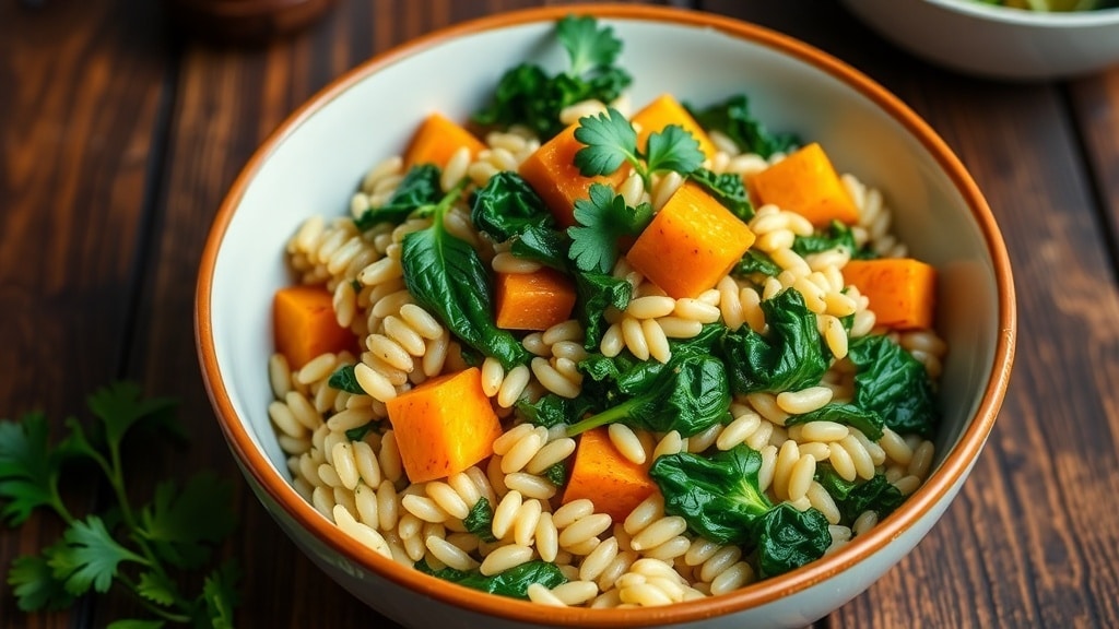 Vegan Kale and Butternut Orzo