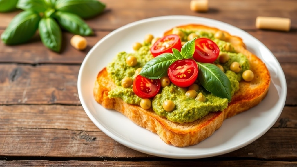 Vegan Basil Chickpea Mash Toast