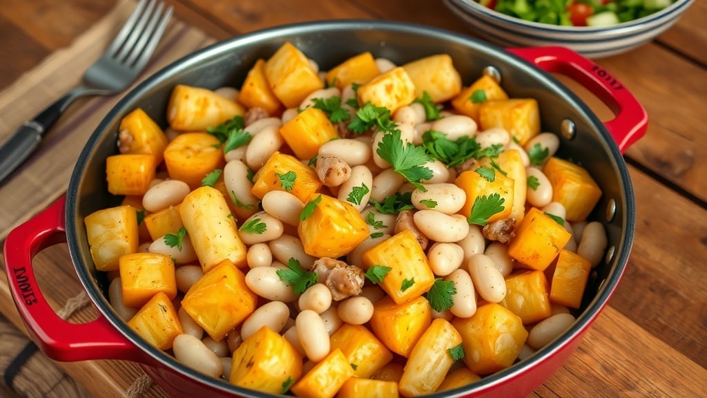 Vegan Parsnip and White Bean Skillet