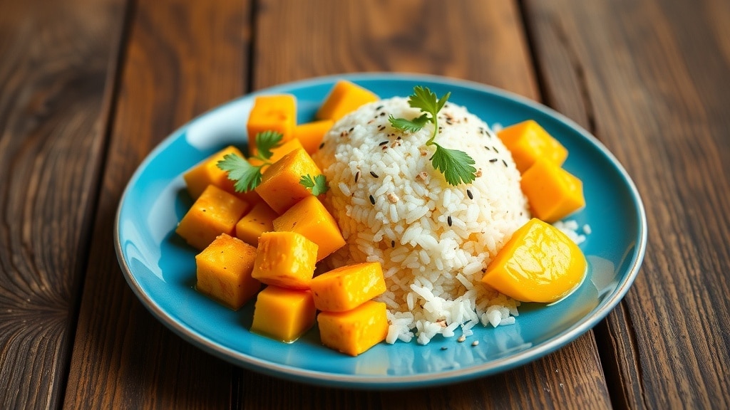 Vegan Tofu and Mango Sticky Rice