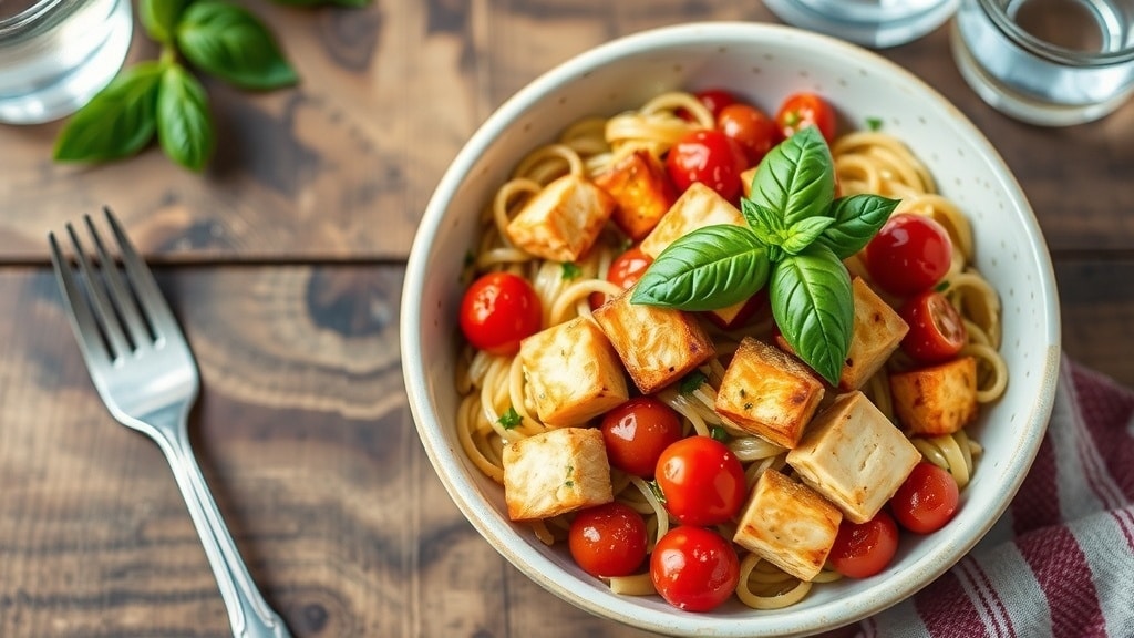 Vegan Roasted Tomato and Tofu Pasta