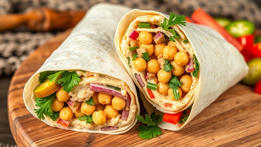 Vegan Tahini Chickpea Wrap with Pickles