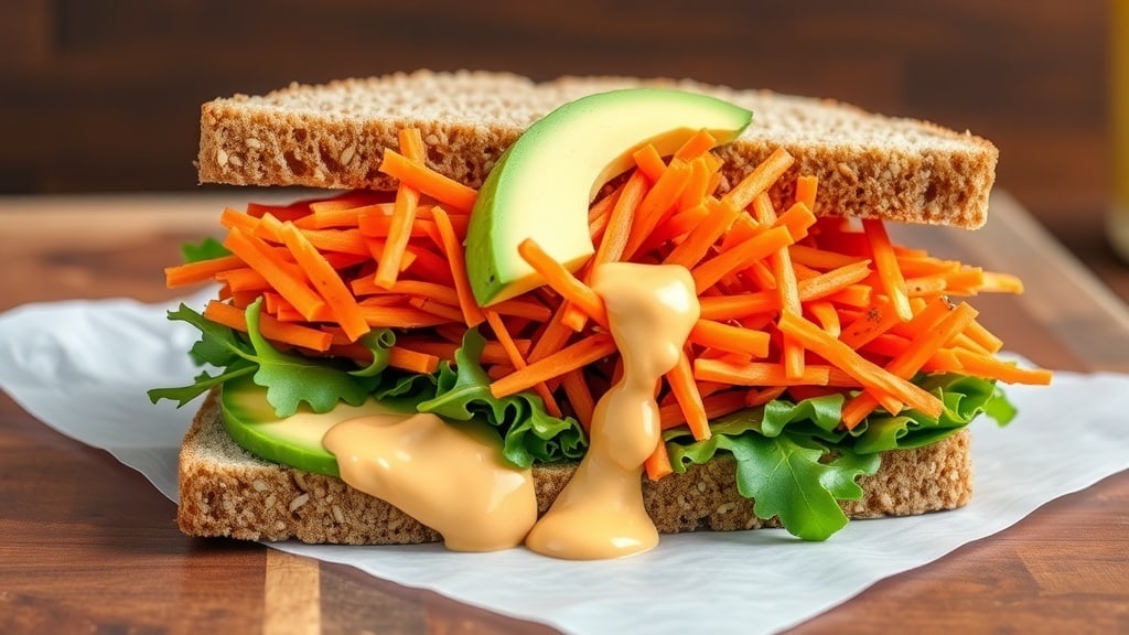 Vegan Maple Mustard Carrot Sandwich