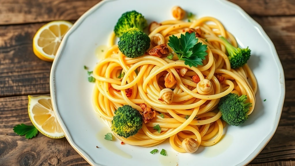 Vegan Broccoli and Roasted Garlic Pasta