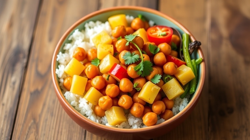 Vegan Pineapple Sweet Chili Chickpea Bowl