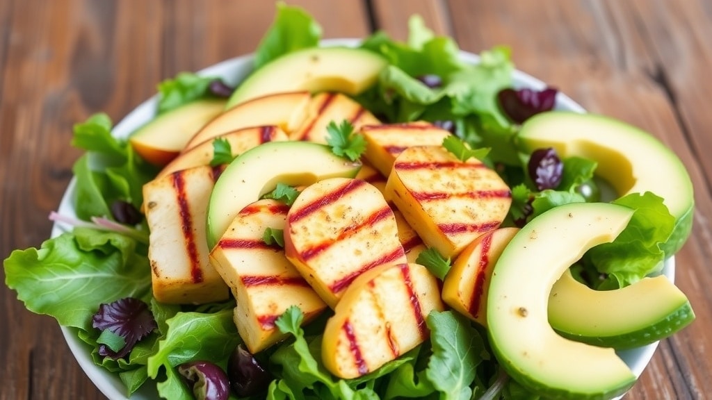 Vegan Grilled Tofu and Peach Salad